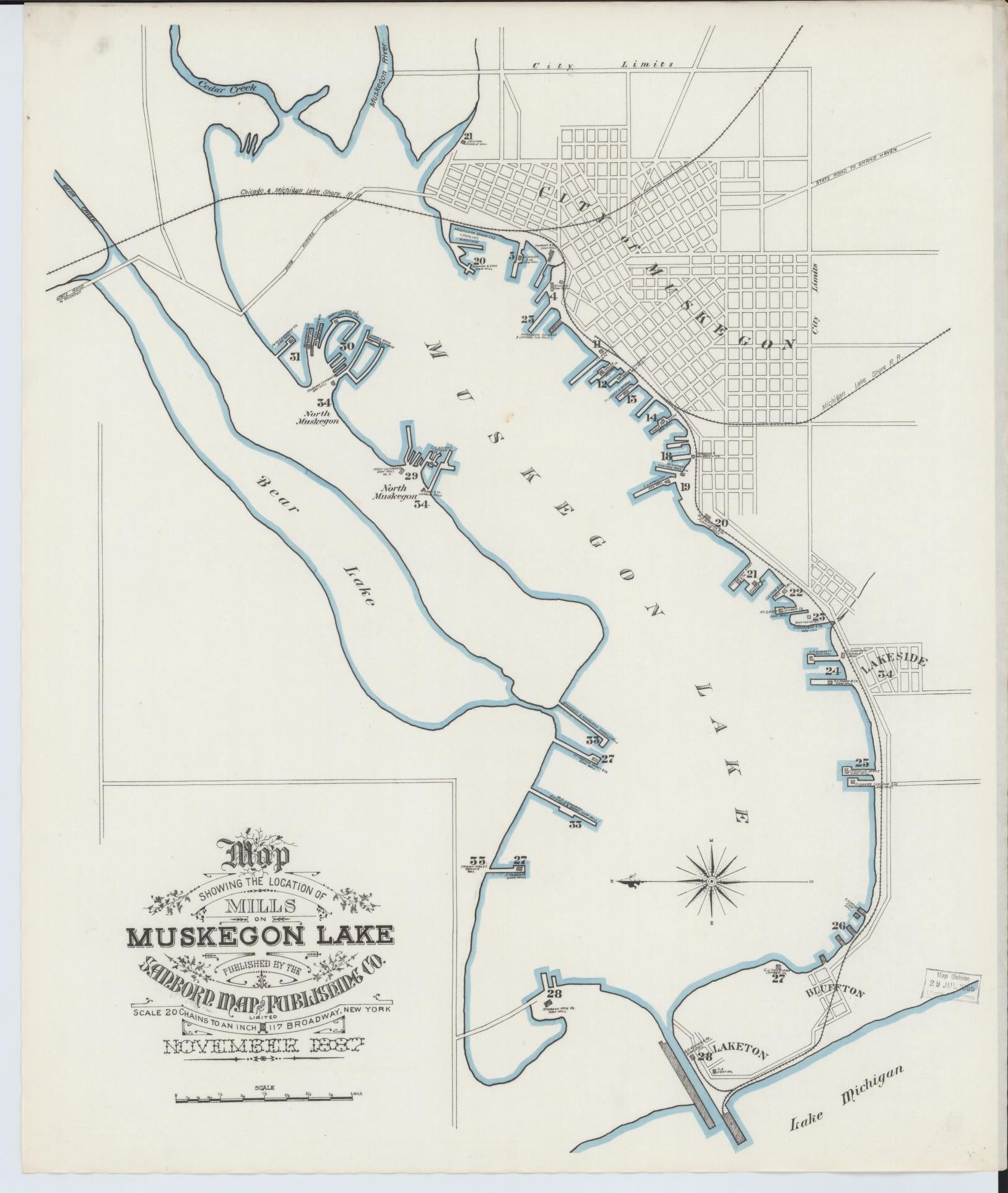 Sanborn Fire Insurance Map from Muskegon, Muskegon County, Michigan (1887), Sheet #0002 - Complete Map Set gallery image, historic Sanborn map, vintage wall art, Michigan Michigan