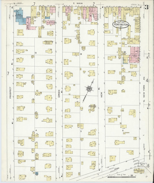 Sanborn Fire Insurance Map from Huntington, Suffolk County, New York (1914), Sheet #0003 - Historic Sanborn Fire Insurance Map Print, vintage old map wall art, antique decor, genealogy gift, New York New York map