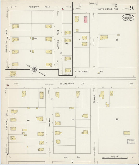 Sanborn Fire Insurance Map from Audubon, Camden County, New Jersey (1915), Sheet #0009 - Historic Sanborn Fire Insurance Map Print, vintage old map wall art, antique decor, genealogy gift, New Jersey New Jersey map