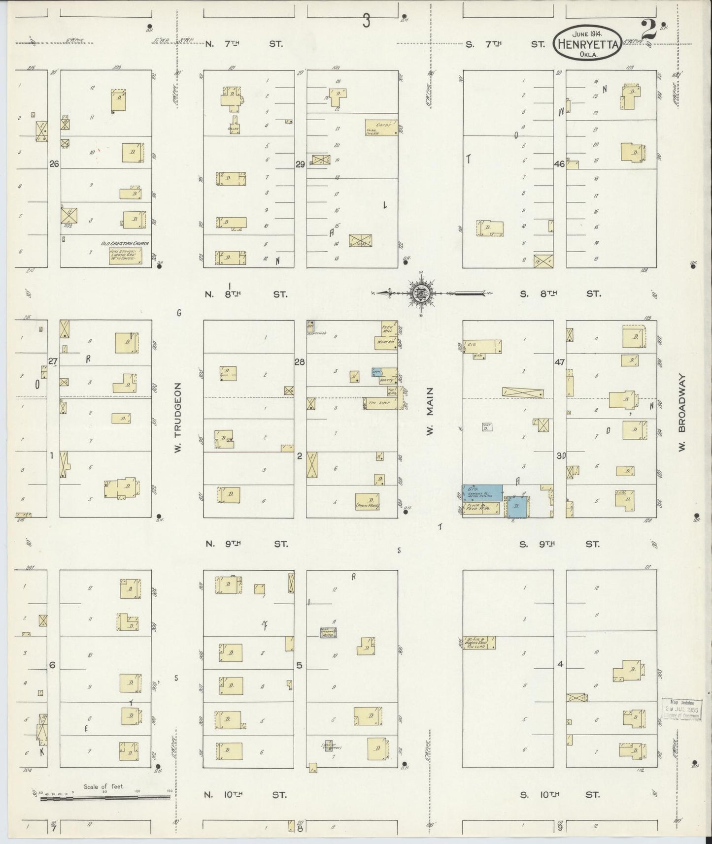 Sanborn Fire Insurance Map from Henryetta, Okmulgee County, Oklahoma (1914), Sheet #0002 - Complete Map Set gallery image, historic Sanborn map, vintage wall art, Oklahoma Oklahoma
