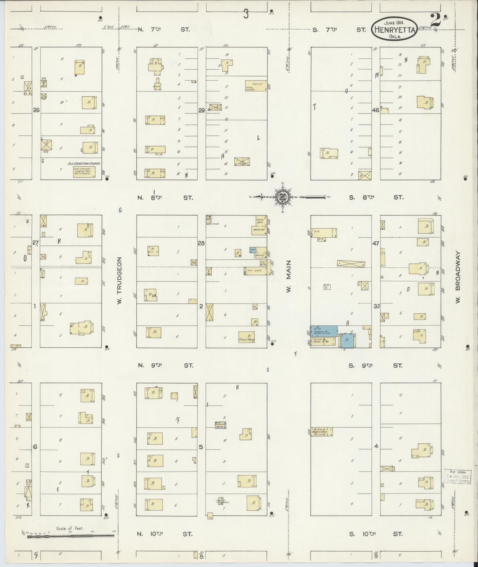 Sanborn Fire Insurance Map from Henryetta, Okmulgee County, Oklahoma (1914), Sheet #0002 - Complete Map Set gallery image, historic Sanborn map, vintage wall art, Oklahoma Oklahoma