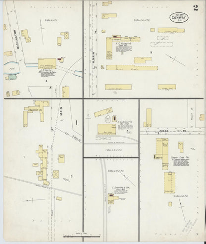Sanborn Fire Insurance Map from Conway, Carroll County, New Hampshire (1897), Sheet #0002 - Complete Map Set gallery image, historic Sanborn map, vintage wall art, New Hampshire New Hampshire
