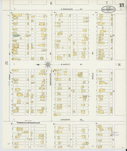 Sanborn Fire Insurance Map from Oklahoma City, Oklahoma County, Oklahoma (1898), Sheet #0013 - Complete Map Set gallery image, historic Sanborn map, vintage wall art, Oklahoma City Oklahoma