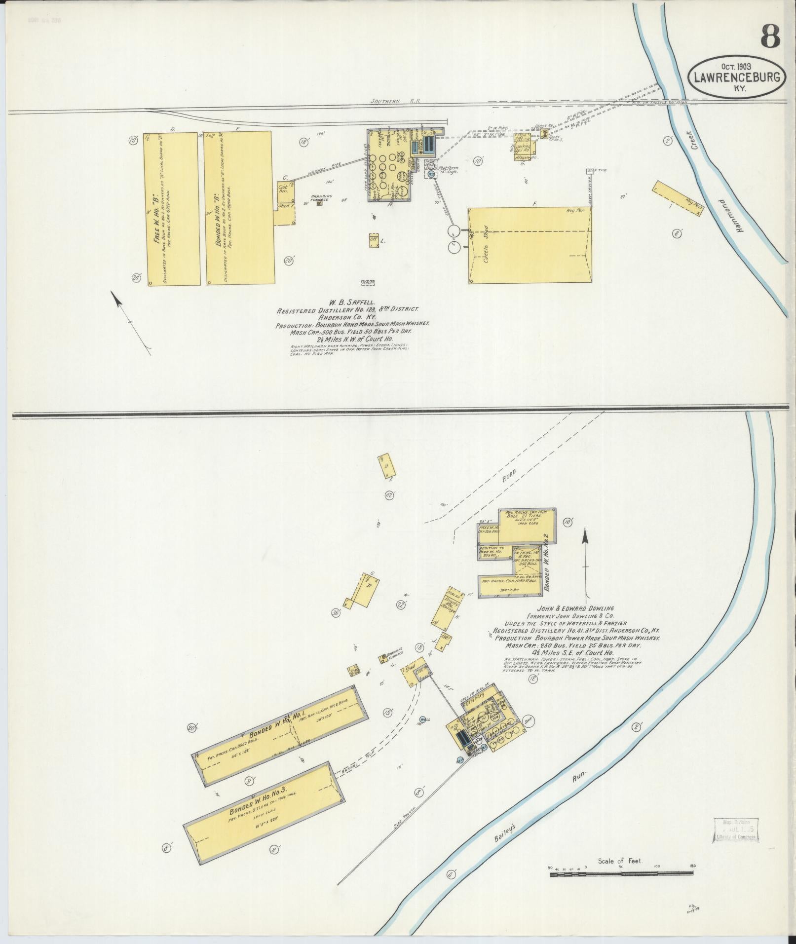 Sanborn Fire Insurance Map from Lawrenceburg, Anderson County, Kentucky (1903), Sheet #0008 - Complete Map Set gallery image, historic Sanborn map, vintage wall art, Kentucky Kentucky