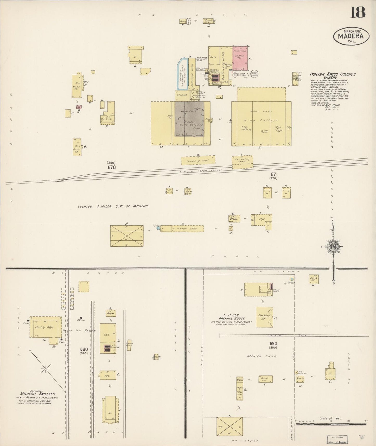 Sanborn Fire Insurance Map from Madera, Madera County, California (1912), Sheet #0018 - Historic Sanborn Fire Insurance Map Print, vintage old map wall art, antique decor, genealogy gift, California California map