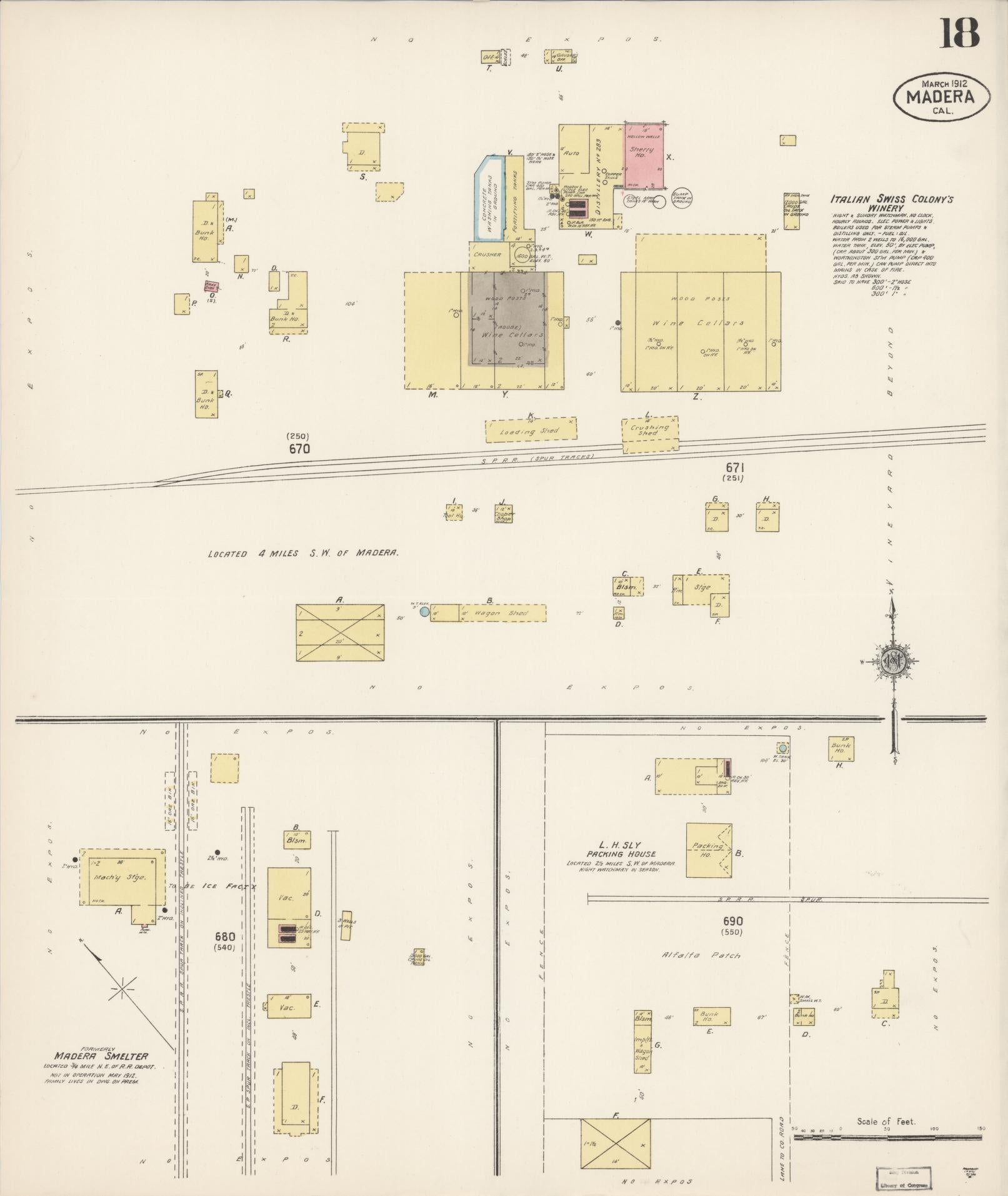 Sanborn Fire Insurance Map from Madera, Madera County, California (1912), Sheet #0018 - Historic Sanborn Fire Insurance Map Print, vintage old map wall art, antique decor, genealogy gift, California California map