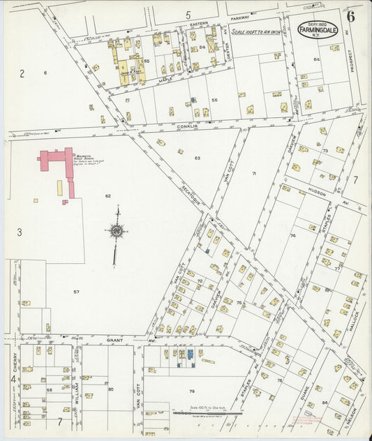 Sanborn Fire Insurance Map from Farmingdale, Nassau County, New York (1920), Sheet #0006 - Historic Sanborn Fire Insurance Map Print, vintage old map wall art, antique decor, genealogy gift, New York New York map