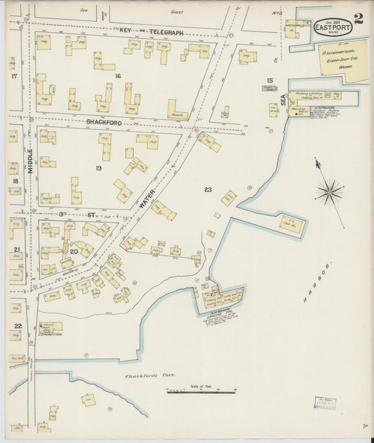Sanborn Fire Insurance Map from Eastport, Washington County, Maine (1888), Sheet #0002 - Historic Sanborn Fire Insurance Map Print, vintage old map wall art, antique decor, genealogy gift, Maine Maine map
