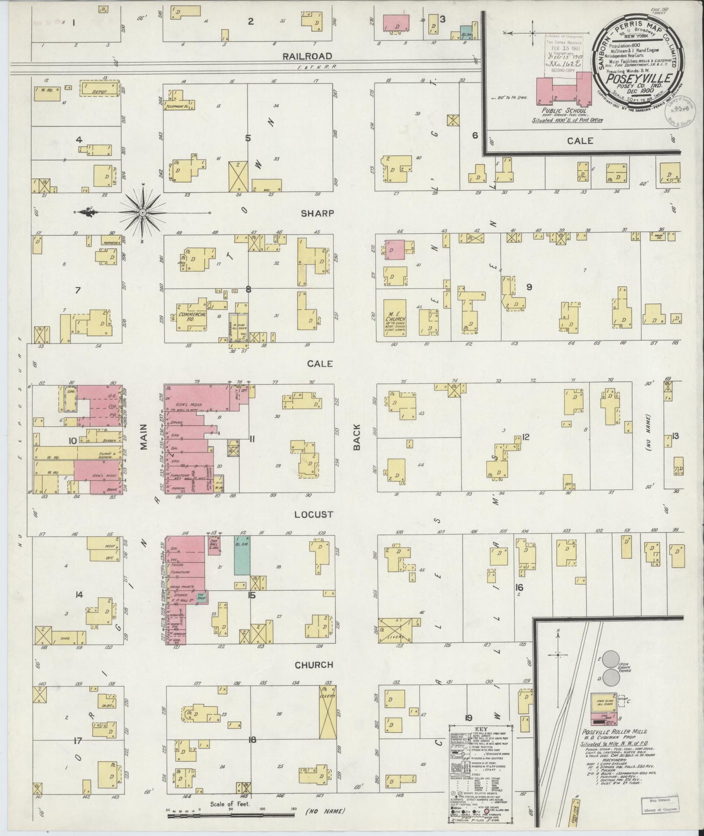 Sanborn Fire Insurance Map from Poseyville, Posey County, Indiana. (1900) – Historic Sanborn Fire Insurance Map Print