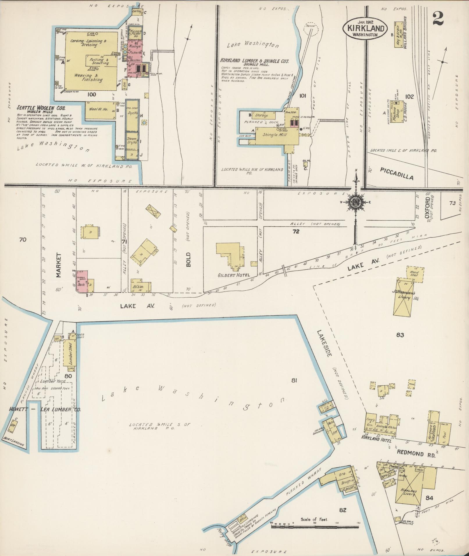 Sanborn Fire Insurance Map from Kirkland, King County, Washington (1912), Sheet #0002 - Complete Map Set gallery image, historic Sanborn map, vintage wall art, Washington Washington