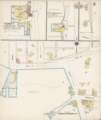 Sanborn Fire Insurance Map from Kirkland, King County, Washington (1912), Sheet #0002 - Complete Map Set gallery image, historic Sanborn map, vintage wall art, Washington Washington