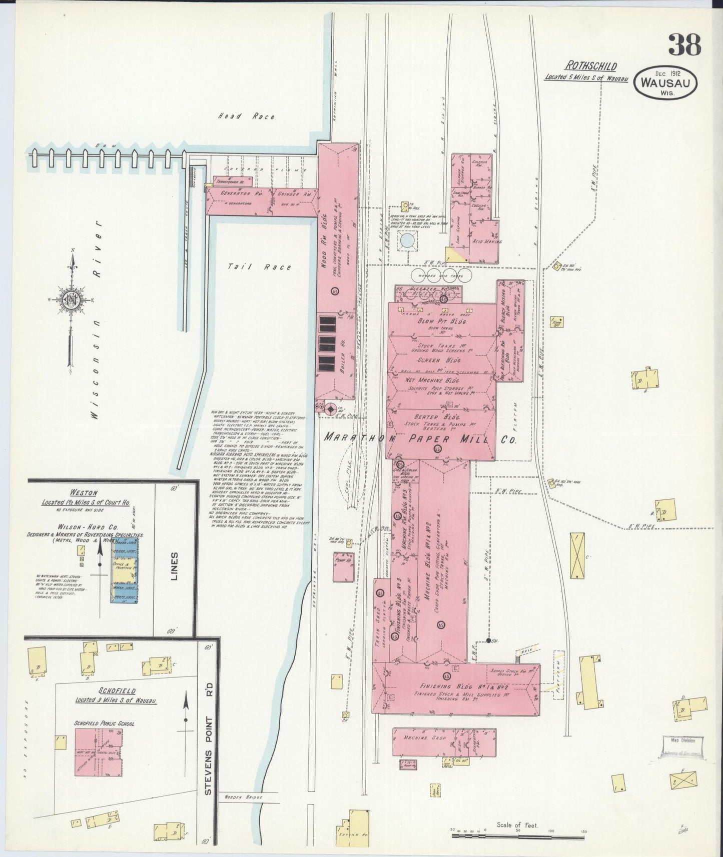 Sanborn Fire Insurance Map from Wausau, Marathon County, Wisconsin (1912), Sheet #0038 - Complete Map Set gallery image, historic Sanborn map, vintage wall art, Wisconsin Wisconsin