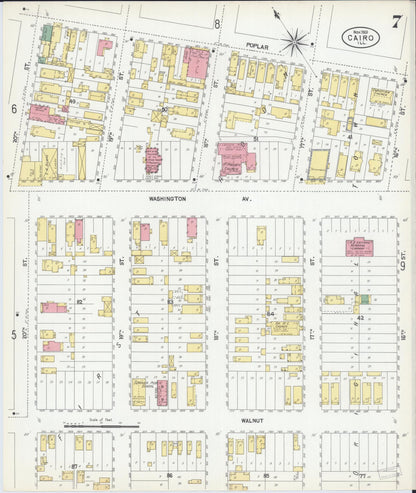 Sanborn Fire Insurance Map from Cairo, Alexander County, Illinois (1901), Sheet #0007 - Complete Map Set gallery image, historic Sanborn map, vintage wall art, Illinois Illinois