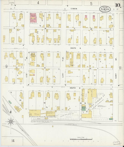 Sanborn Fire Insurance Map from Elwood, Madison County, Indiana (1899), Sheet #0010 - Historic Sanborn Fire Insurance Map Print, vintage old map wall art, antique decor, genealogy gift, Indiana Indiana map