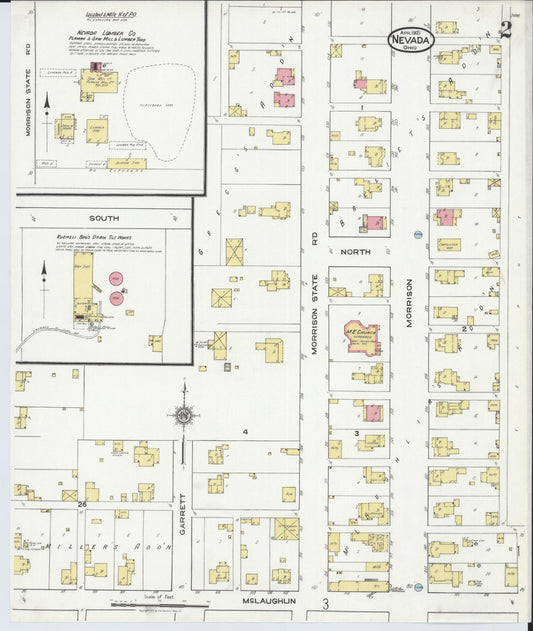 Sanborn Fire Insurance Map from Nevada, Wyandot County, Ohio (1921), Sheet #0002 - Historic Sanborn Fire Insurance Map Print, vintage old map wall art, antique decor, genealogy gift, Ohio Ohio map