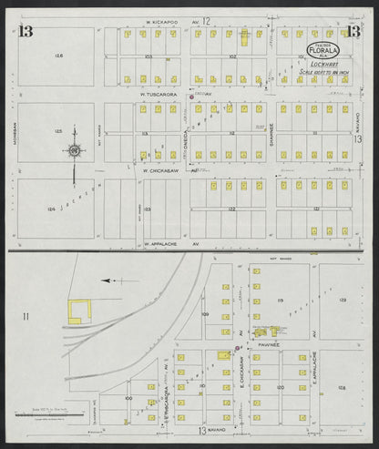 Sanborn Fire Insurance Map from Florala, Covington County, Alabama (1924), Sheet #0013 - Complete Map Set gallery image, historic Sanborn map, vintage wall art, Alabama Alabama
