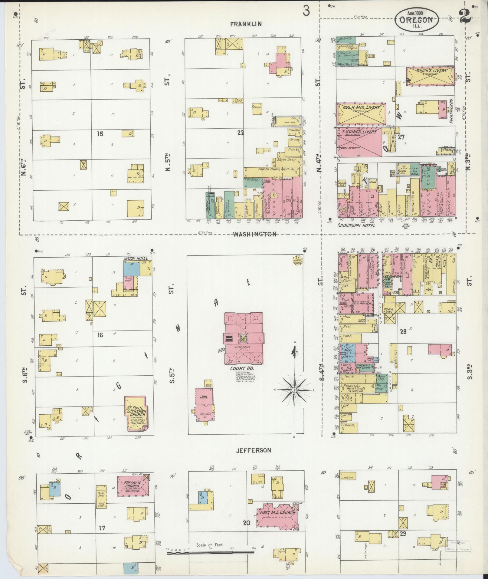 Sanborn Fire Insurance Map from Oregon, Ogle County, Illinois (1899), Sheet #0002 - Complete Map Set gallery image, historic Sanborn map, vintage wall art, Oregon Oregon