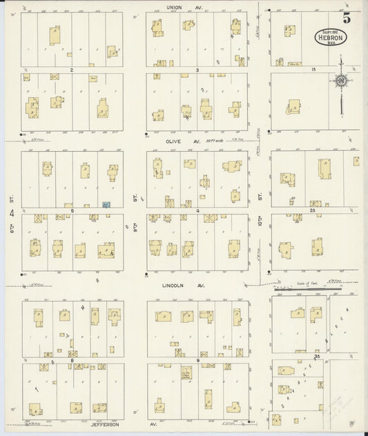 Sanborn Fire Insurance Map from Hebron, Thayer County, Nebraska (1912), Sheet #0005 - Historic Sanborn Fire Insurance Map Print, vintage old map wall art, antique decor, genealogy gift, Nebraska Nebraska map