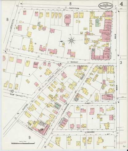 Sanborn Fire Insurance Map from Saugerties, Ulster County, New York (1898), Sheet #0004 - Historic Sanborn Fire Insurance Map Print, vintage old map wall art, antique decor, genealogy gift, New York New York map