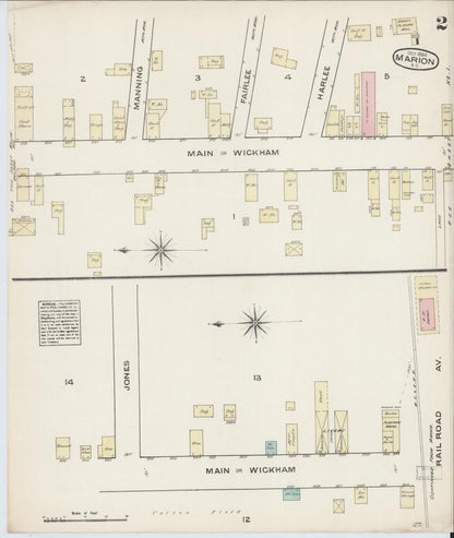 Sanborn Fire Insurance Map from Marion, Marion County, South Carolina (1884), Sheet #0002 - Complete Map Set gallery image, historic Sanborn map, vintage wall art, South Carolina South Carolina