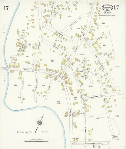 Sanborn Fire Insurance Map from Rumford, Oxford County, Maine (1923), Sheet #0017 - Complete Map Set gallery image, historic Sanborn map, vintage wall art, Maine Maine