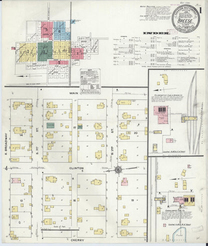 Sanborn Fire Insurance Map from Breese, Clinton County, Illinois (1909), Sheet #0001 - Complete Map Set gallery image, historic Sanborn map, vintage wall art, Illinois Illinois