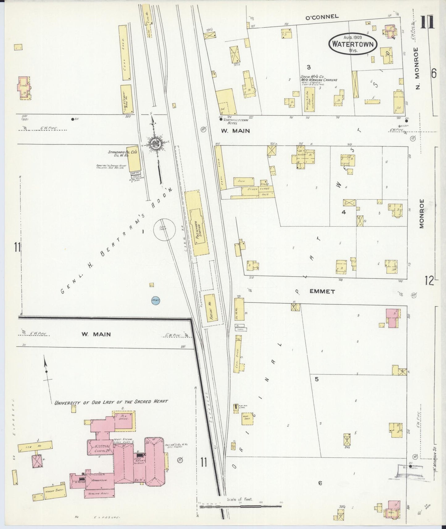 Sanborn Fire Insurance Map from Watertown, Jefferson County, Wisconsin (1909), Sheet #0011 - Complete Map Set gallery image, historic Sanborn map, vintage wall art, Wisconsin Wisconsin