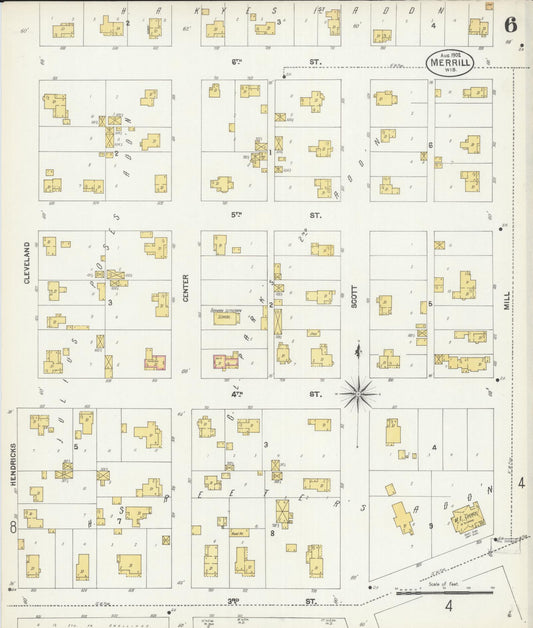 Sanborn Fire Insurance Map from Merrill, Lincoln County, Wisconsin (1902), Sheet #0006 - Historic Sanborn Fire Insurance Map Print, vintage old map wall art, antique decor, genealogy gift, Wisconsin Wisconsin map