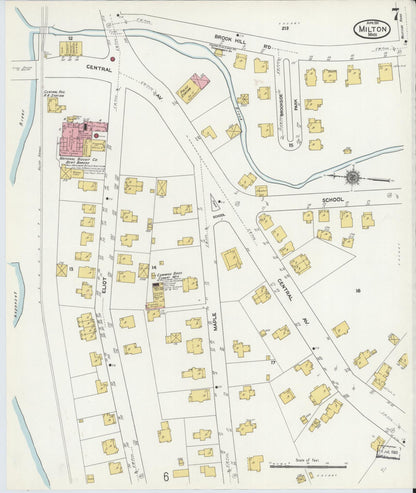 Sanborn Fire Insurance Map from Milton, Norfolk County, Massachusetts (1911), Sheet #0007 - Complete Map Set gallery image, historic Sanborn map, vintage wall art, Massachusetts Massachusetts