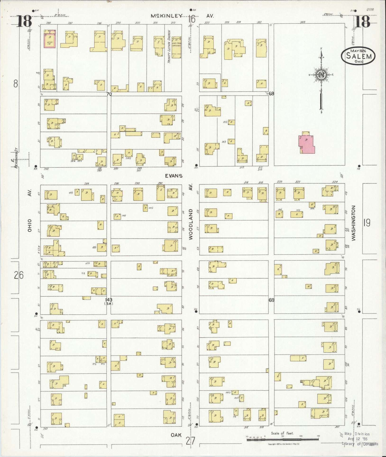 Sanborn Fire Insurance Map from Salem, Columbiana County, Ohio (1926), Sheet #0018 - Complete Map Set gallery image, historic Sanborn map, vintage wall art, Ohio Ohio