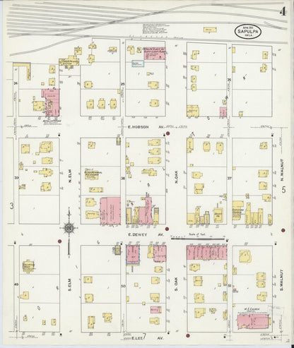 Sanborn Fire Insurance Map from Sapulpa, Creek County, Oklahoma (1911), Sheet #0004 - Complete Map Set gallery image, historic Sanborn map, vintage wall art, Oklahoma Oklahoma