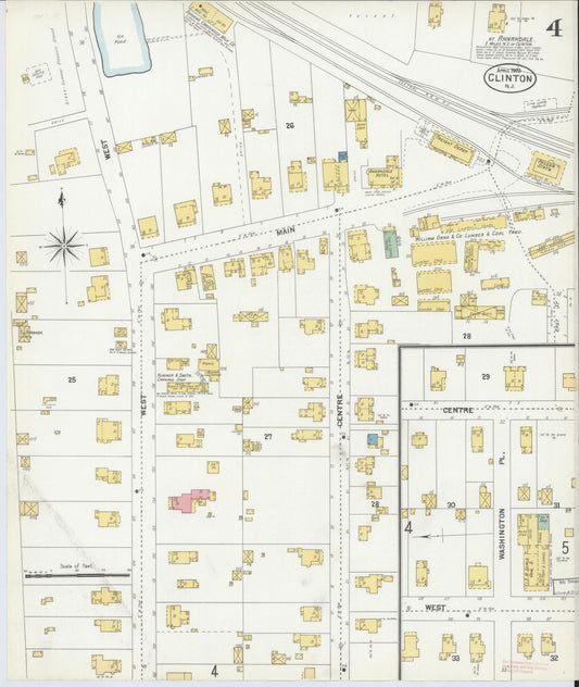 Sanborn Fire Insurance Map from Clinton, Hunterdon County, New Jersey (1903), Sheet #0004 - Historic Sanborn Fire Insurance Map Print, vintage old map wall art, antique decor, genealogy gift, New Jersey New Jersey map