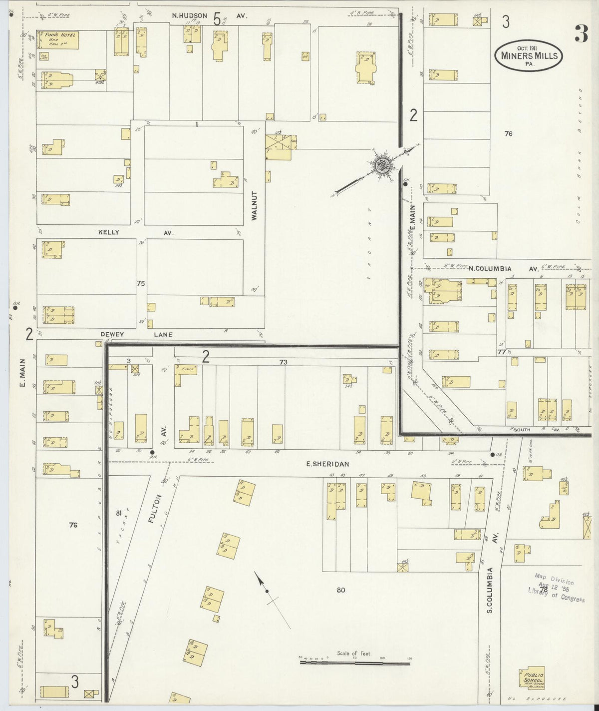 Sanborn Fire Insurance Map from Miners Mills, Luzerne County, Pennsylvania (1911), Sheet #0003 - Historic Sanborn Fire Insurance Map Print, vintage old map wall art, antique decor, genealogy gift, Pennsylvania Pennsylvania map