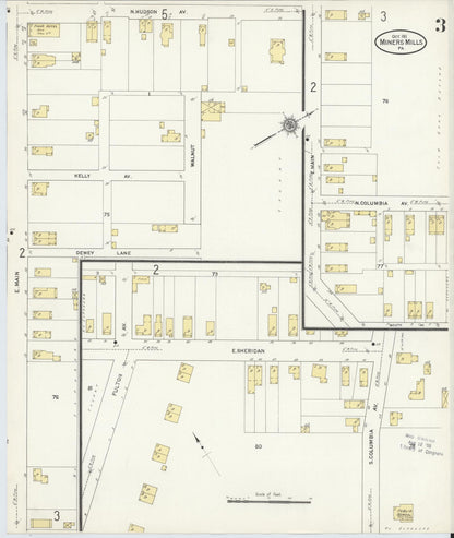 Sanborn Fire Insurance Map from Miners Mills, Luzerne County, Pennsylvania (1911), Sheet #0003 - Historic Sanborn Fire Insurance Map Print, vintage old map wall art, antique decor, genealogy gift, Pennsylvania Pennsylvania map