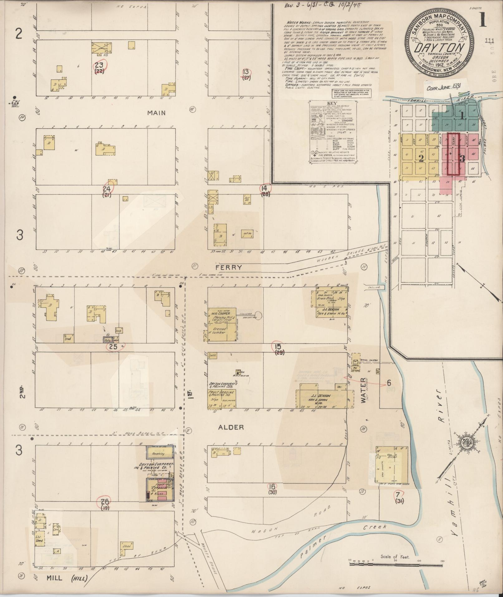 Sanborn Fire Insurance Map from Dayton, Yamhill County, Oregon (1931), Sheet #0001 - Complete Map Set gallery image, historic Sanborn map, vintage wall art, Oregon Oregon