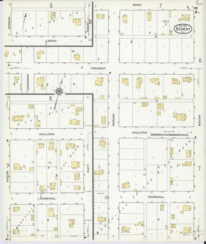 Sanborn Fire Insurance Map from Bement, Piatt County, Illinois (1915), Sheet #0007 - Complete Map Set gallery image, historic Sanborn map, vintage wall art, Illinois Illinois