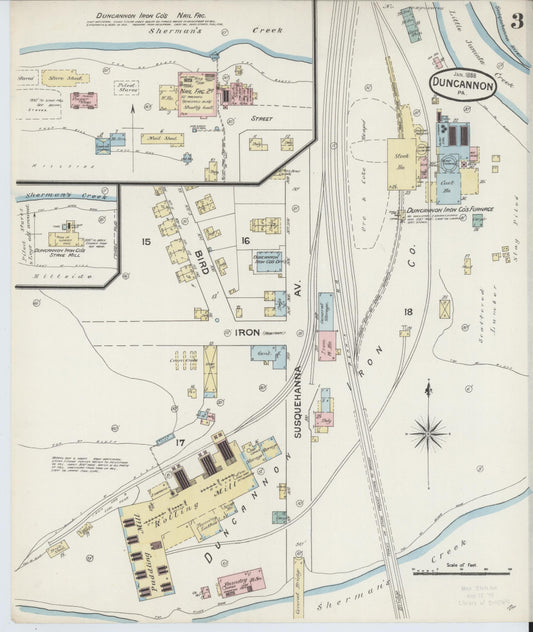 Sanborn Fire Insurance Map from Duncannon, Perry County, Pennsylvania (1888), Sheet #0003 - Historic Sanborn Fire Insurance Map Print, vintage old map wall art, antique decor, genealogy gift, Pennsylvania Pennsylvania map
