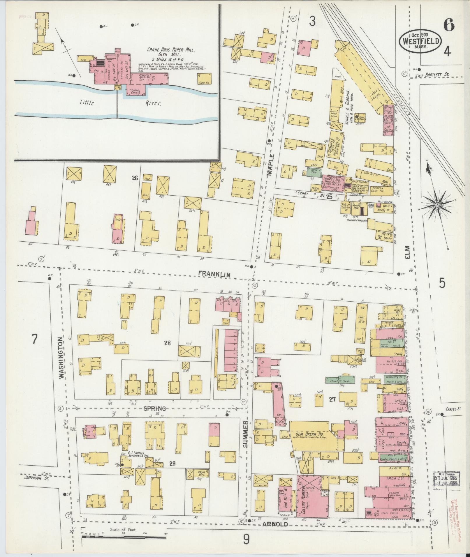 Sanborn Fire Insurance Map from Westfield, Hampden County, Massachusetts (1900), Sheet #0006 - Complete Map Set gallery image, historic Sanborn map, vintage wall art, Massachusetts Massachusetts