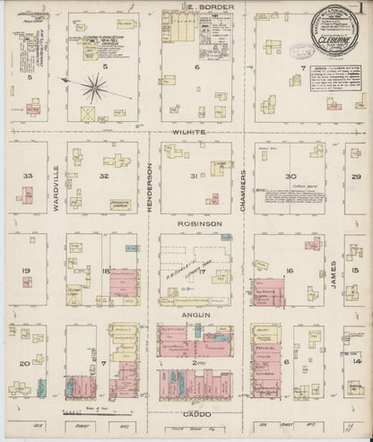 Sanborn Fire Insurance Map from Cleburne, Johnson County, Texas (1885), Sheet #0001 - Historic Sanborn Fire Insurance Map Print, vintage old map wall art, antique decor, genealogy gift, Texas Texas map