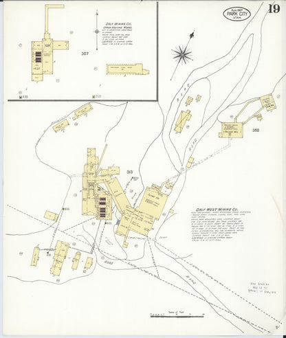 Sanborn Fire Insurance Map from Park City, Summit County, Utah (1907), Sheet #0019 - Complete Map Set gallery image, historic Sanborn map, vintage wall art, Utah Utah