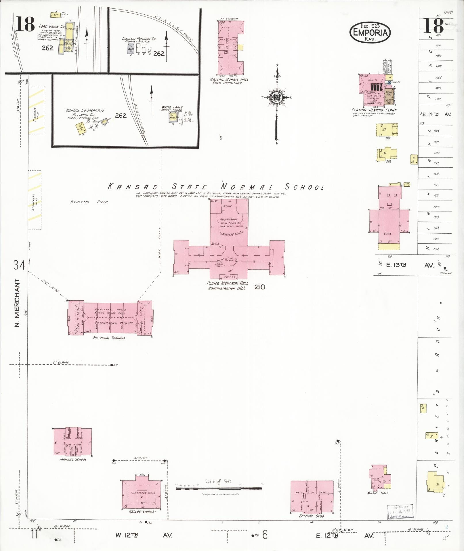 Sanborn Fire Insurance Map from Emporia, Lyon County, Kansas (1923), Sheet #0018 - Historic Sanborn Fire Insurance Map Print, vintage old map wall art, antique decor, genealogy gift, Kansas Kansas map