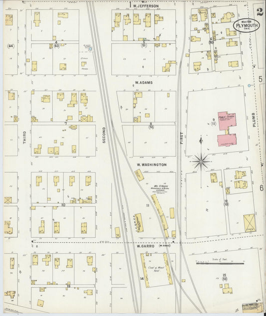Sanborn Fire Insurance Map from Plymouth, Marhshall County, Indiana (1898), Sheet #0002 - Historic Sanborn Fire Insurance Map Print, vintage old map wall art, antique decor, genealogy gift, Indiana Indiana map