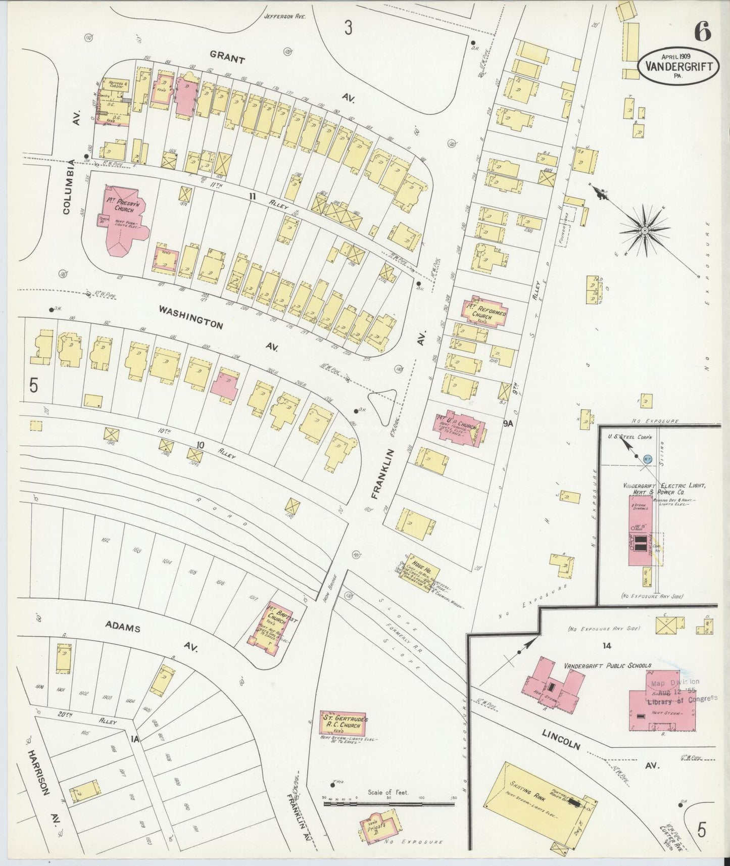 Sanborn Fire Insurance Map from Vandergrift, Westmoreland County, Pennsylvania (1909), Sheet #0006 - Complete Map Set gallery image, historic Sanborn map, vintage wall art, Pennsylvania Pennsylvania