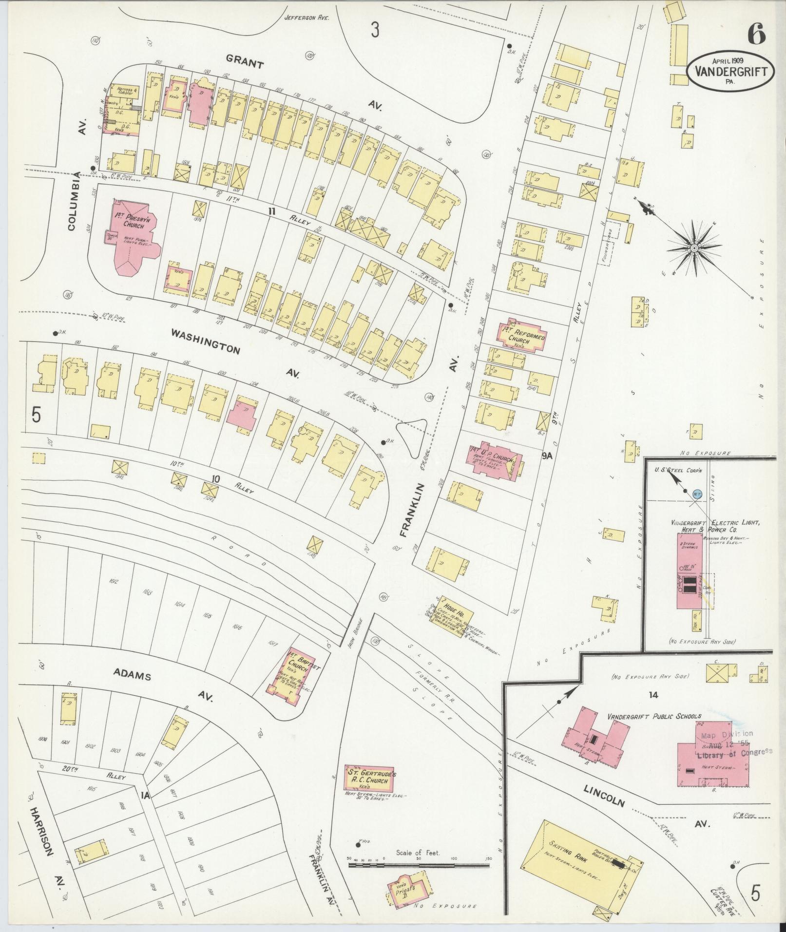 Sanborn Fire Insurance Map from Vandergrift, Westmoreland County, Pennsylvania (1909), Sheet #0006 - Complete Map Set gallery image, historic Sanborn map, vintage wall art, Pennsylvania Pennsylvania