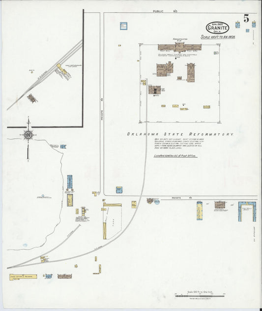 Sanborn Fire Insurance Map from Granite, Greer County, Oklahoma (1920), Sheet #0005 - Historic Sanborn Fire Insurance Map Print, vintage old map wall art, antique decor, genealogy gift, Oklahoma Oklahoma map