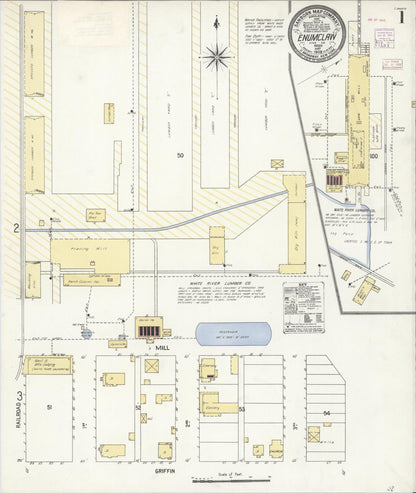 Sanborn Fire Insurance Map from Enumclaw, King County, Washington (1908), Sheet #0001 - Complete Map Set gallery image, historic Sanborn map, vintage wall art, Washington Washington