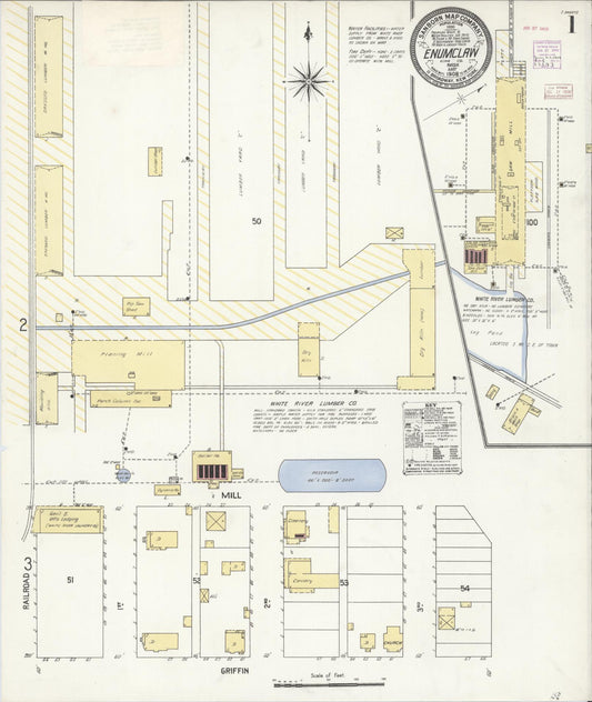 Sanborn Fire Insurance Map from Enumclaw, King County, Washington (1908), Sheet #0001 - Complete Map Set gallery image, historic Sanborn map, vintage wall art, Washington Washington