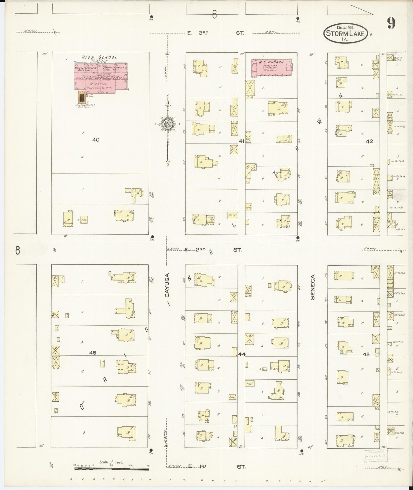 Sanborn Fire Insurance Map from Storm Lake, Buena Vista County, Iowa (1914), Sheet #0009 - Historic Sanborn Fire Insurance Map Print, vintage old map wall art