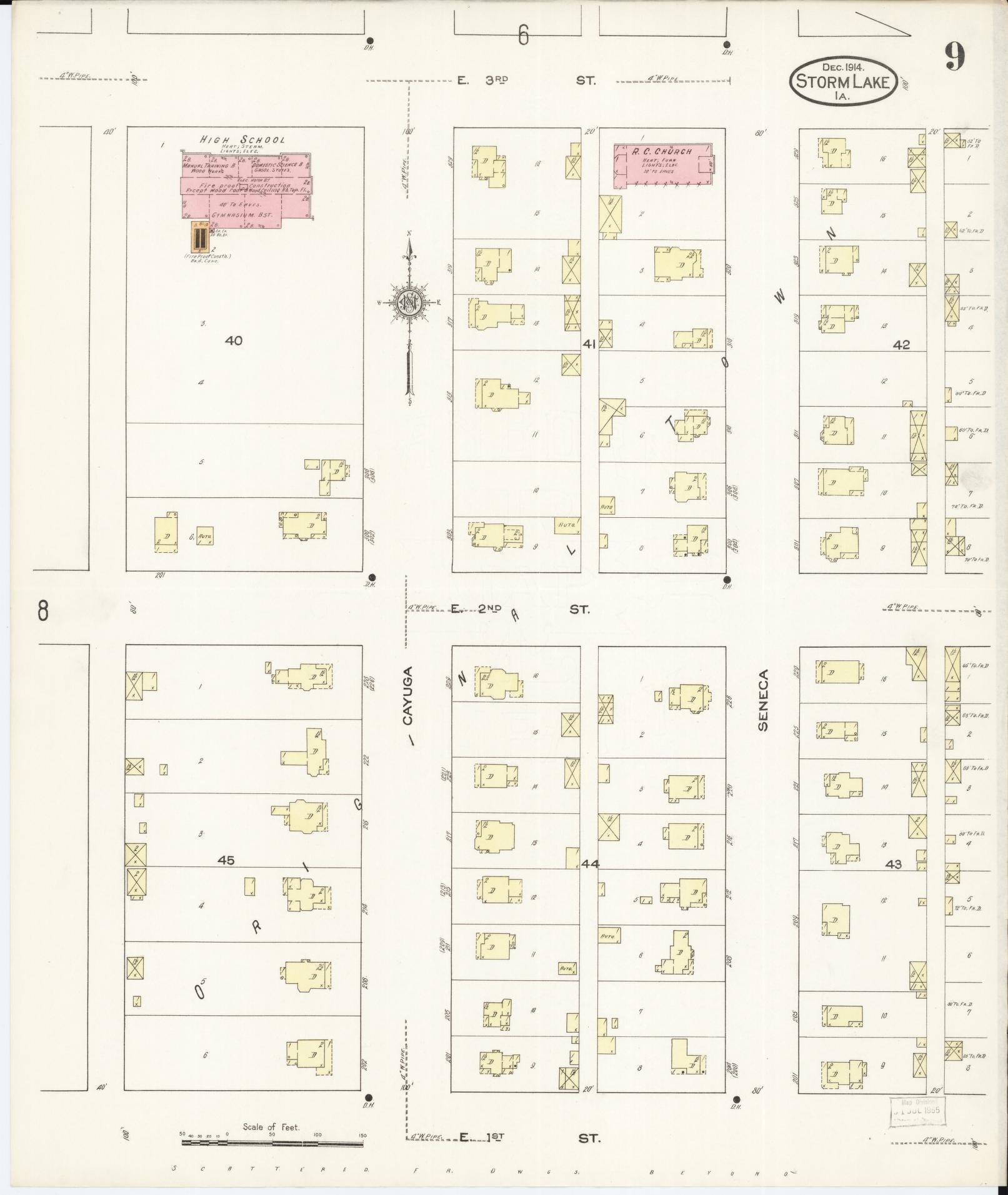 Sanborn Fire Insurance Map from Storm Lake, Buena Vista County, Iowa (1914), Sheet #0009 - Historic Sanborn Fire Insurance Map Print, vintage old map wall art