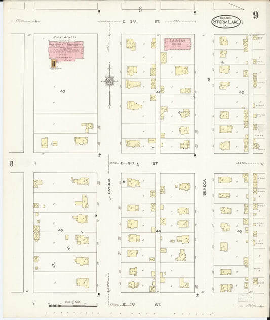Sanborn Fire Insurance Map from Storm Lake, Buena Vista County, Iowa (1914), Sheet #0009 - Historic Sanborn Fire Insurance Map Print, vintage old map wall art